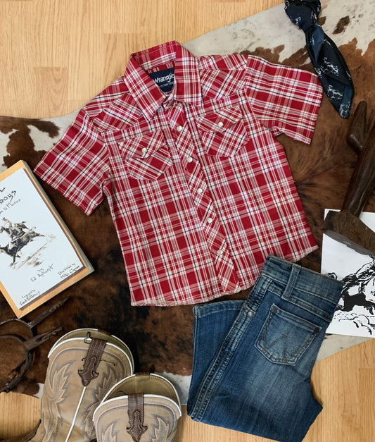 Boys Wrangler Shortsleeve Western Pearl Snap XXS (2T-3T)