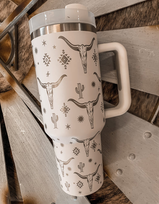 Longhorn Stainless Steel Tumbler - White