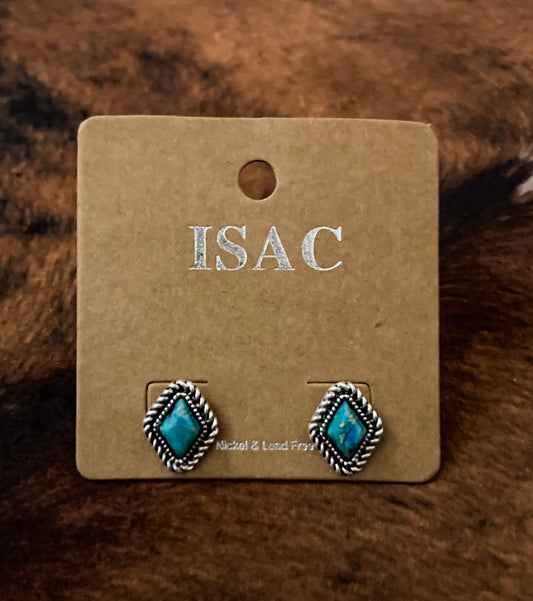 Diamond Turquoise Stud Earrings