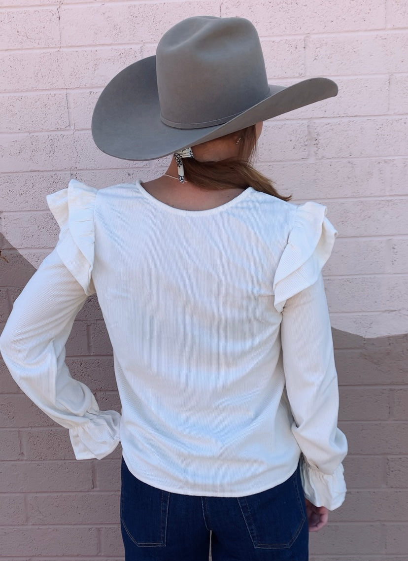 Ruffled Longsleeve Ribbed Top
