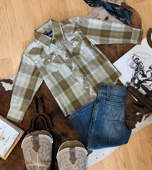 Boys Wrangler Western Pearl Snap XXS (0-2T)