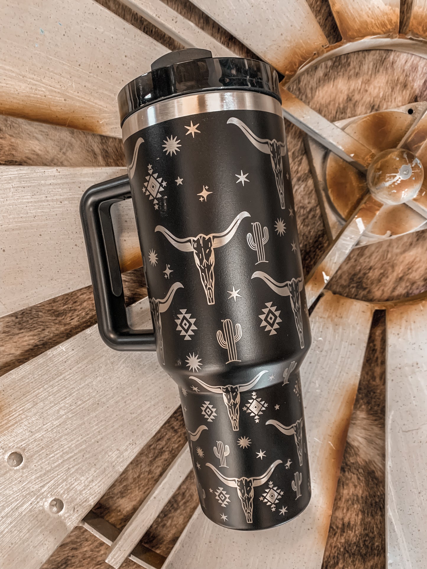 Longhorn Stainless Steel Tumbler - Black