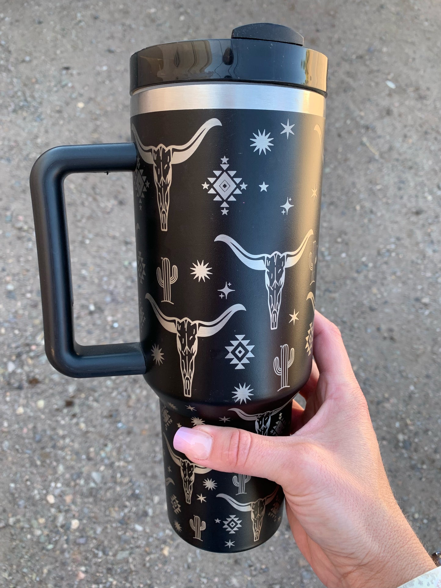 Aztec Steerhead Laser Engraved 40 oz. Tumbler - Black