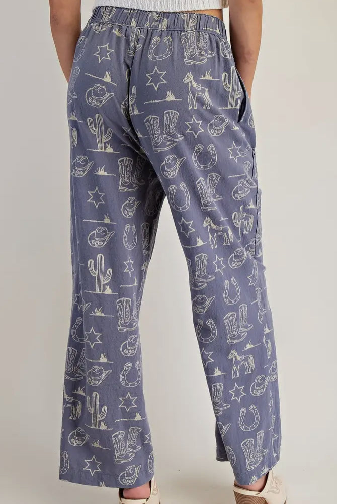 It’s A Cowgirls World Wide Leg Western Print Pants