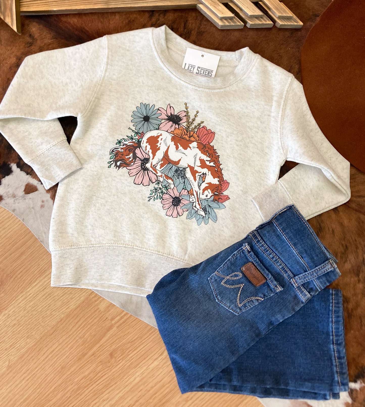 Wildflowers and Wild Horses Toddler Crewneck Sweatshirt