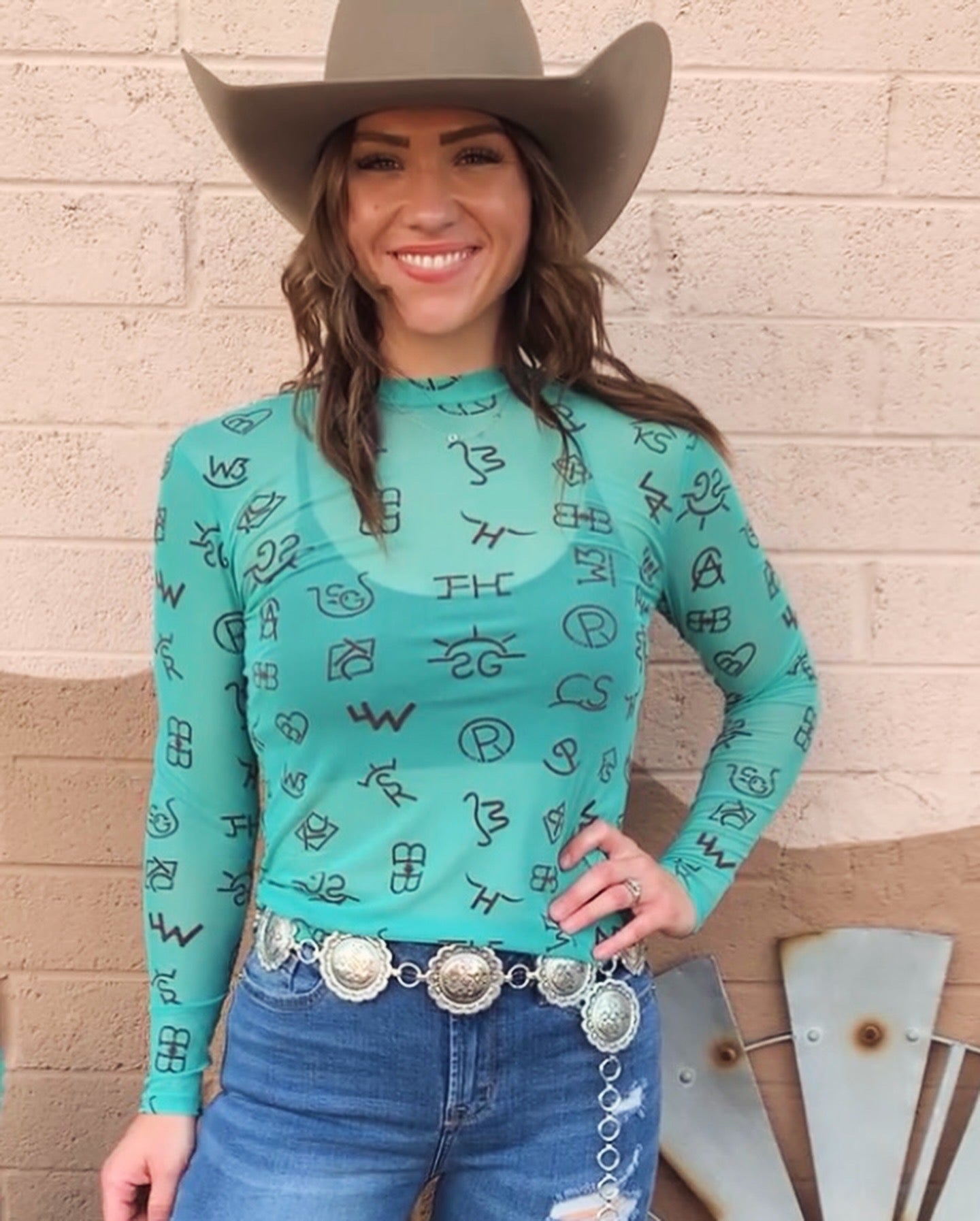 Branded Longsleeve Mesh Top