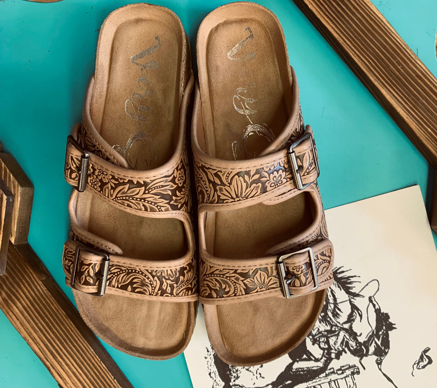 Lonesome Dove Tooled Leather Sandals