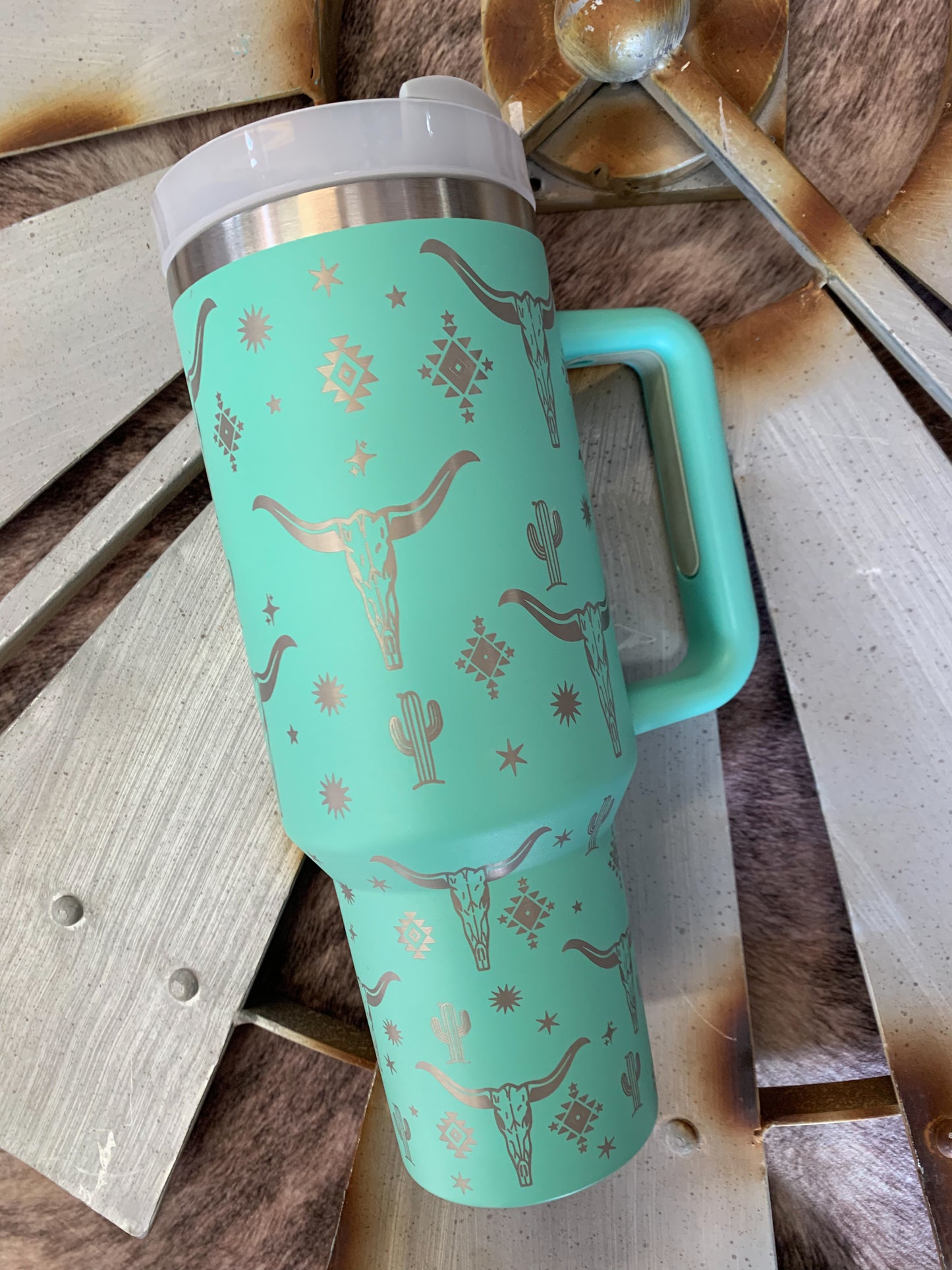 Longhorn Stainless Steel Tumbler - Turquoise