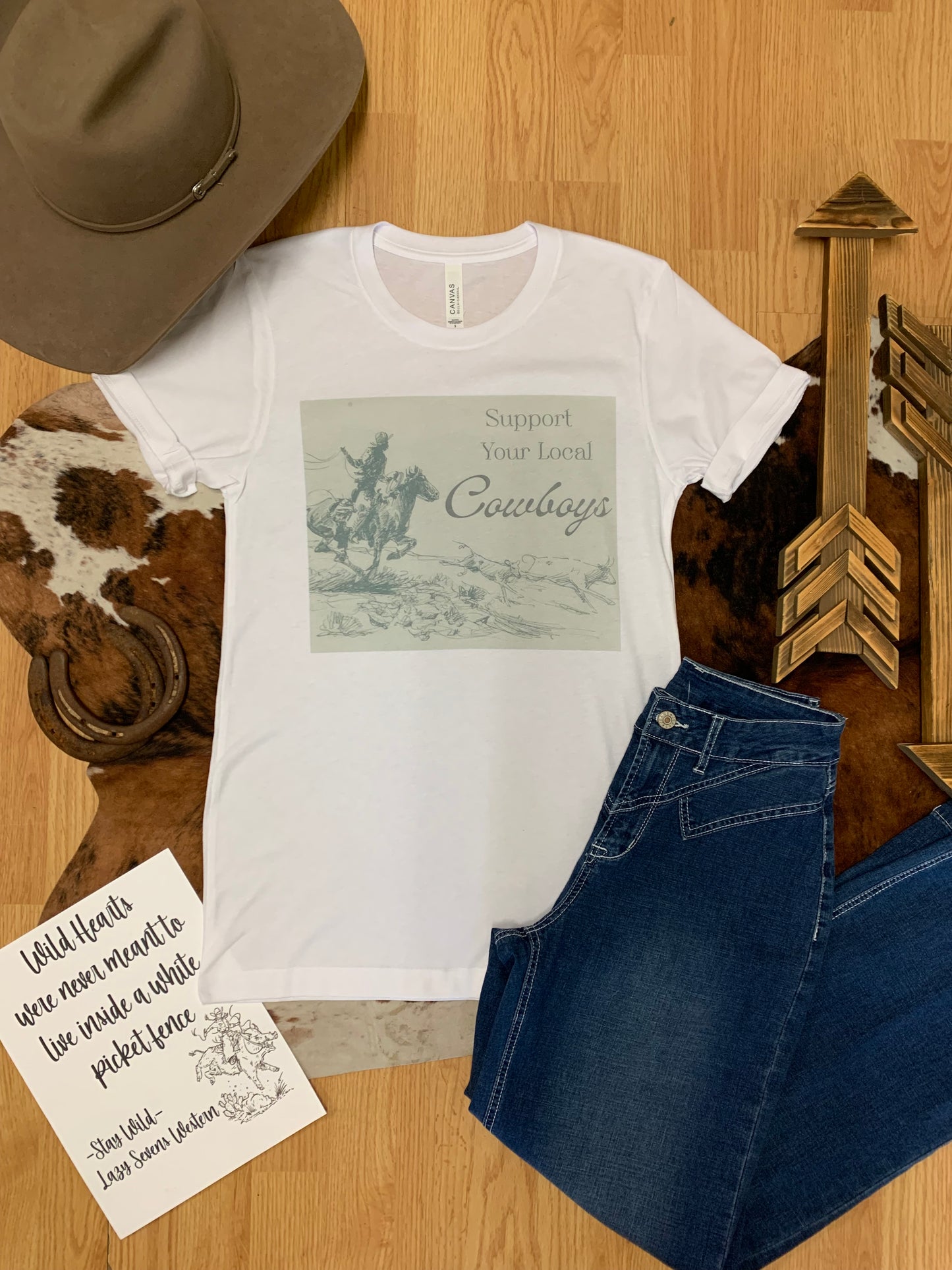 Support Your Local Cowboys Tee-White