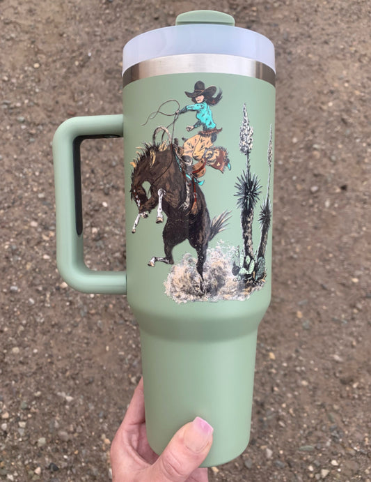 Vaquera Loco 40oz. Tumbler - Dusty Sage