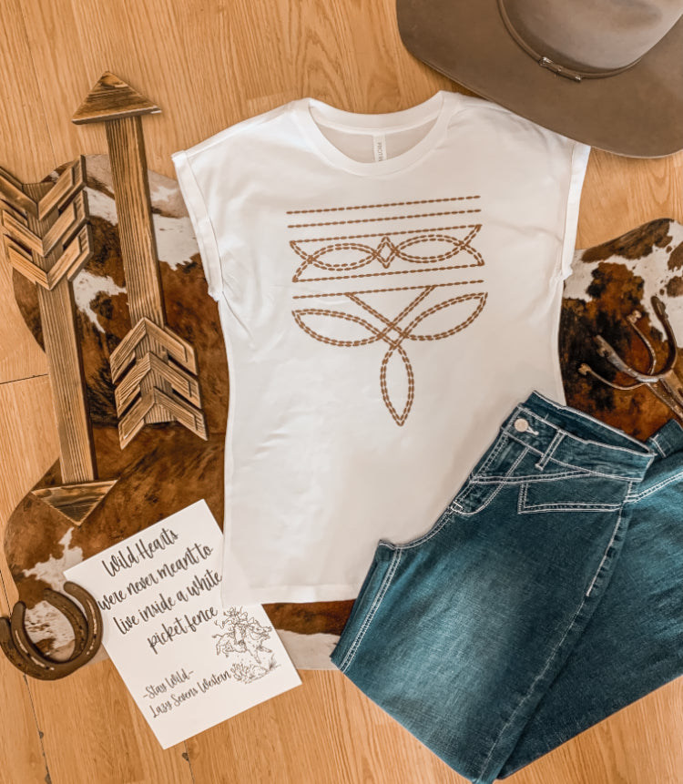 Double Bootstitch Cuff Sleeve Tee