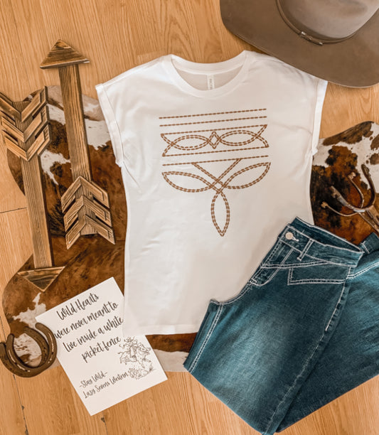 Double Bootstitch Cuff Sleeve Tee