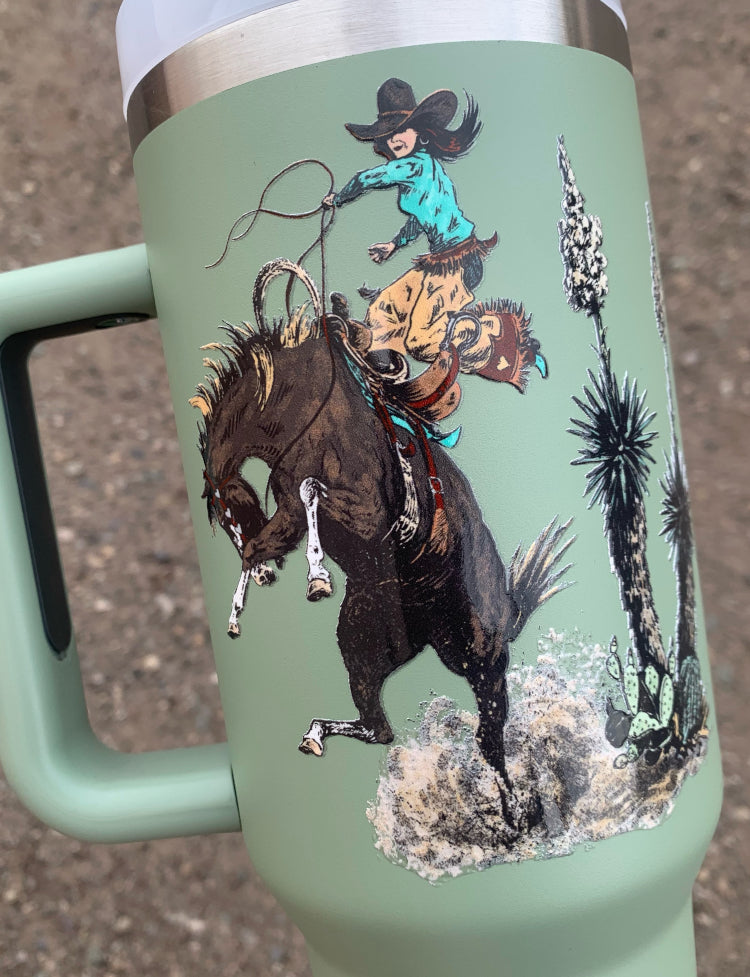 Vaquera Loco 40oz. Tumbler - Dusty Sage