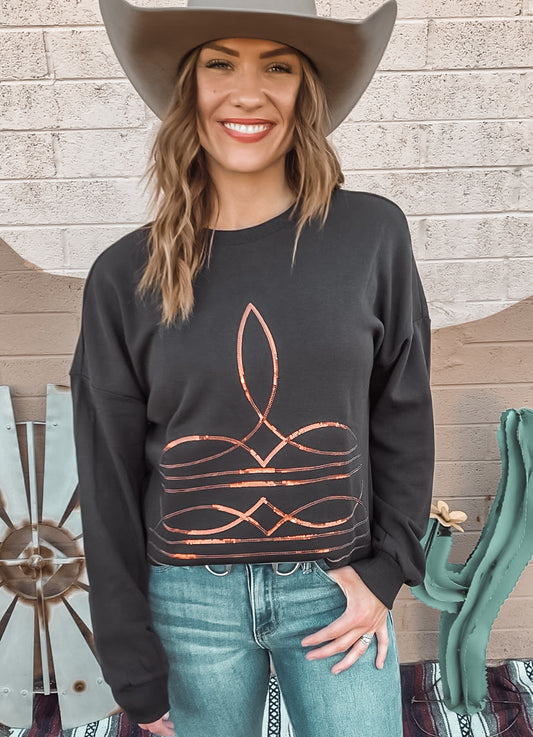 Sequin Bootstitch Sweatshirt Top