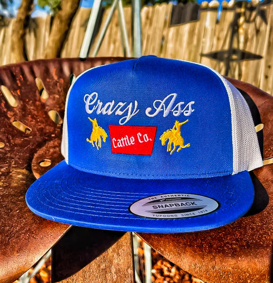 Crazy Ass Cattle Co Embroidered Trucker Hat - Blue