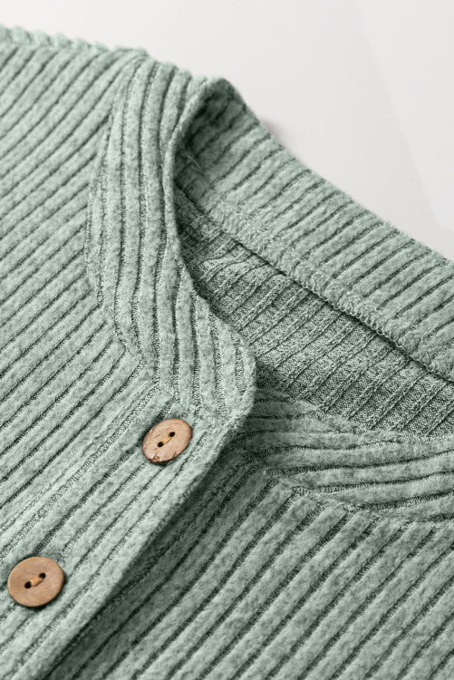 Sage Ribbed Henley Top