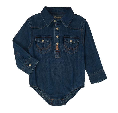 Longsleeve Wrangler Denim Pearl Snap Onesie