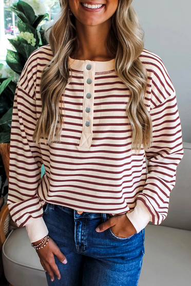 Burgundy Babe Longsleeve Striped Top