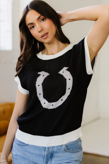 Lucky You Horseshoe Sweater Top