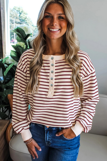 Burgundy Babe Longsleeve Striped Top