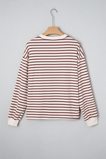 Burgundy Babe Longsleeve Striped Top